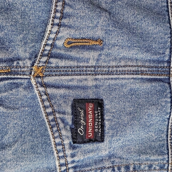 UNION BAY Y2K 90s Blue Medium Wash Retro Straight Leg Bib Carpenter Overalls M - Picture 5 of 9